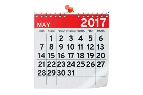 Май 2017 календарь, 3D рендеринг — стоковое фото