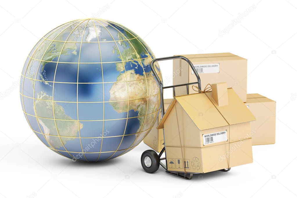 International household moving services concept. 3D rendering