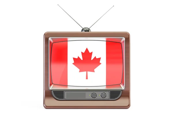TV avec drapeau du Canada. Concept de télévision canadienne, rendu 3D — Photo