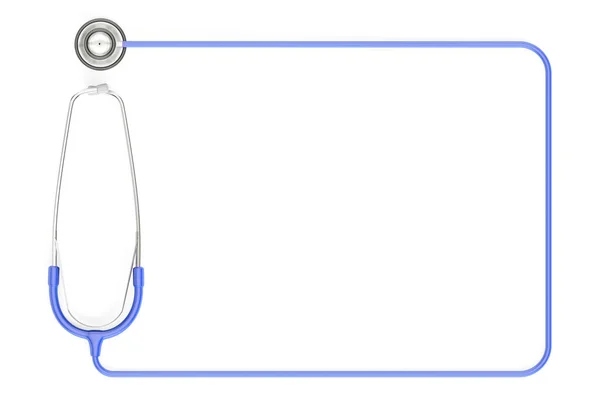 Stetoscopio come cornice, colore blu. Rendering 3D — Foto Stock