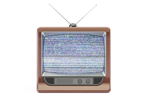 Pantalla del televisor viejo con ruido estático, mala recepción de señal. 3D re — Foto de Stock