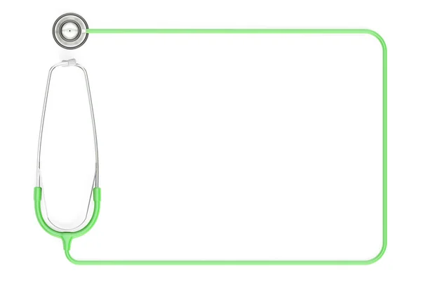 Stethoscoop als frame, groene kleur. 3D-rendering — Stockfoto