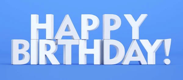 Happy Birthday blue inscription, 3D rendering