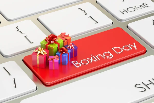 Boxtag-Konzept, rote Taste auf der Tastatur. 3D-Darstellung — Stockfoto