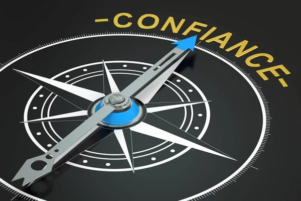 Confiance compass concept, rendering 3D — Foto Stock