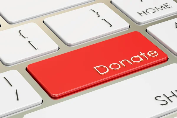 Donate concept button on keyboard, 3D rendering — Stock Photo, Image