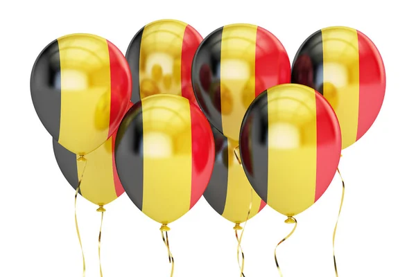 Luftballons mit belgischer Flagge, Feiertagskonzept. 3D-Darstellung — Stockfoto