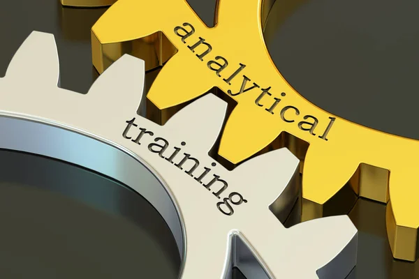 Analytiska utbildningskoncept på kugghjul, 3d-rendering — Stockfoto