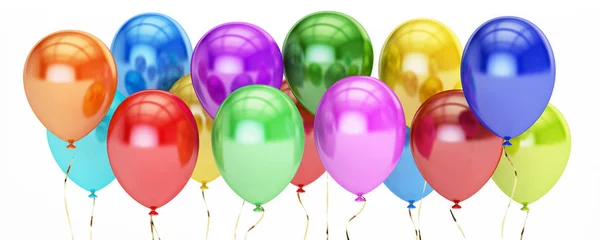 Row from colorful party balloons, 3D rendering — Stock Photo, Image