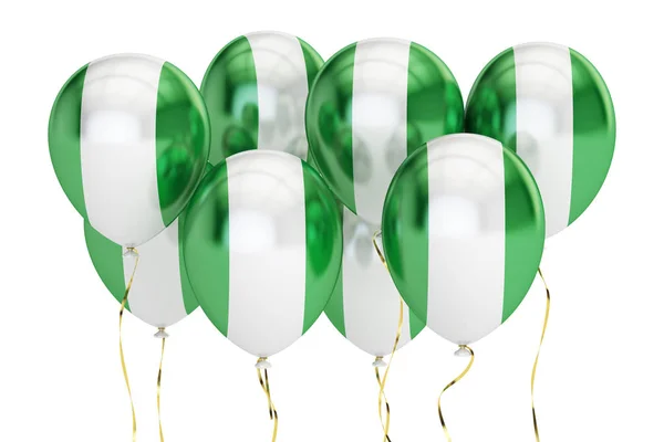 Nijerya, bayram kavramı bayrağı balonlarla. 3D render — Stok fotoğraf