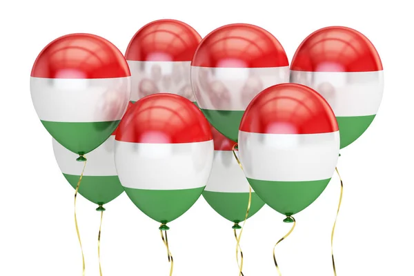 Ballons avec drapeau de la Hongrie, concept de fête. rendu 3D — Photo
