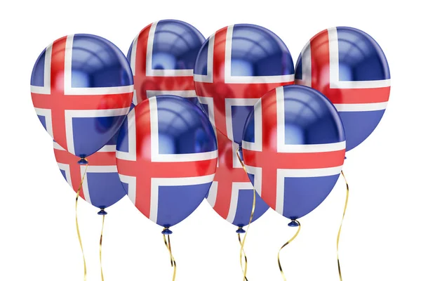 Ballonger med flagga av Island, holyday koncept. 3D-rendering — Stockfoto
