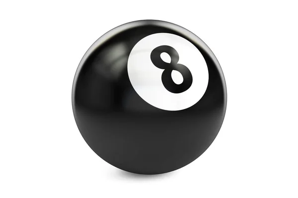 Billar bola ocho negro, representación 3D — Foto de Stock