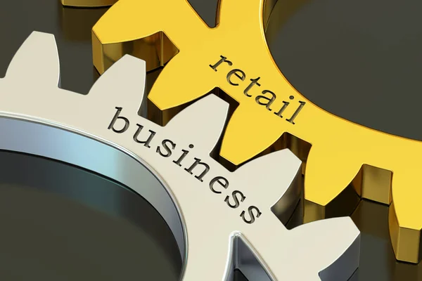 Retail business concept on the gearwheels, 3D rendering — Stock Photo, Image
