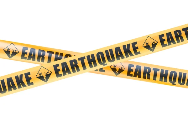 地震注意障壁テープ、3 d レンダリング — ストック写真