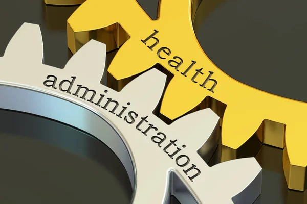 Health Administration, koncepcja na koła zębate, renderowania 3d — Zdjęcie stockowe