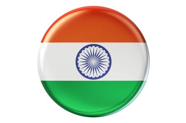 Hindistan, bayrağı 3d render ile rozet