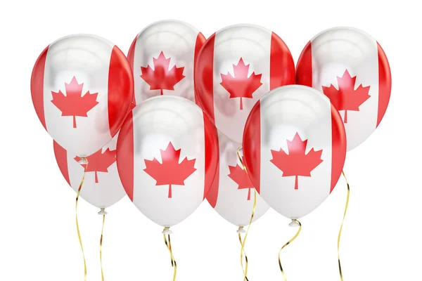 Luftballons mit der Fahne Kanadas, Feiertagskonzept. 3D-Darstellung — Stockfoto