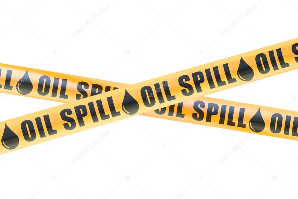 Oil Spill Caution Barrier Tapes, 3D rendering