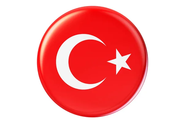 Badge met de vlag van Turkije, 3D-rendering — Stockfoto