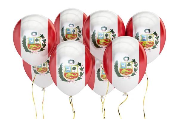 Luftballons mit fahne von peru, feiertagskonzept. 3D-Darstellung — Stockfoto