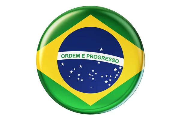 Emblema com bandeira do Brasil, renderização 3D — Fotografia de Stock