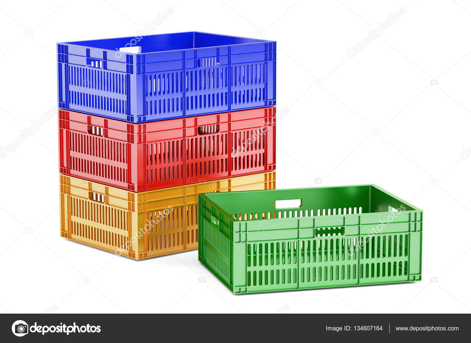Stack colored plastic crates, 3D rendering â Stock Photo © alexlmx #134607164