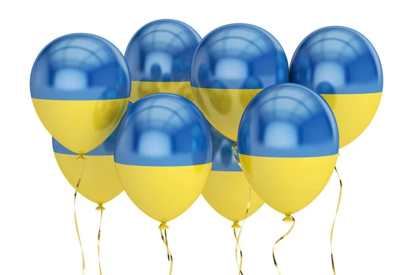 Balloons with flag of Ukraine, holyday concept. 3D rendering — Stock Photo, Image