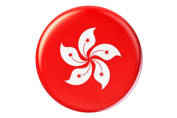 Insignia con la bandera de Hong Kong, Renderizado 3D — Foto de Stock