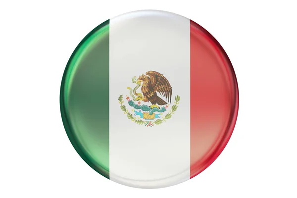 Odznak s vlajkou Mexika, vykreslování 3d objektů — Stock fotografie
