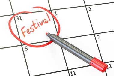 Festival takvimi kavramı, 3d render tarihte
