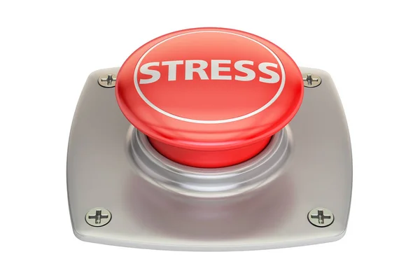Stress röd knapp, 3d-rendering — Stockfoto