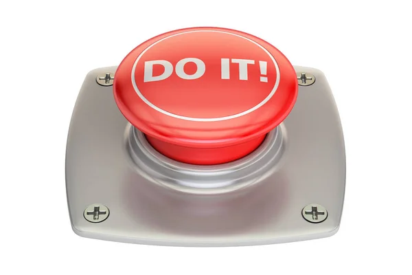 Faz isso! Botão vermelho, renderização 3D — Fotografia de Stock