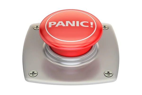 Botão vermelho de pânico, renderização 3D — Fotografia de Stock