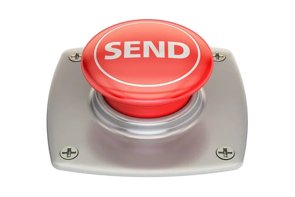 Enviar botón rojo, representación 3D —  Fotos de Stock
