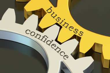 Business Confidence concept on the gearwheels, 3D rendering clipart