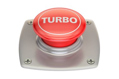 Turbo kırmızı düğme, 3d render