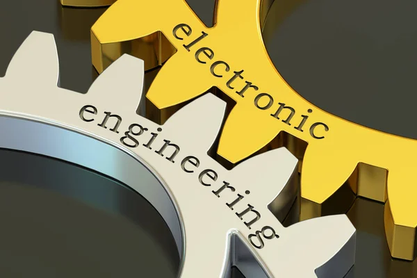 Elektronické inženýrství koncept na ozubená kola, vykreslování 3d objektů — Stock fotografie
