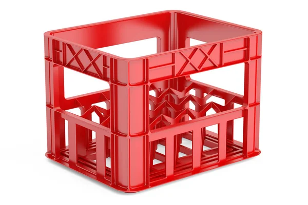 空的红色塑料储物盒，箱瓶。3d 渲染 — 图库照片