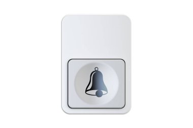 White doorbell button, 3D rendering clipart