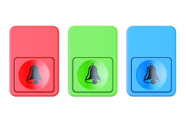 Colored doorbells buttons, 3D rendering clipart