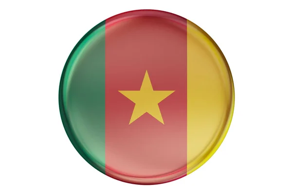 Badge met vlag van Kameroen, 3D-rendering — Stockfoto