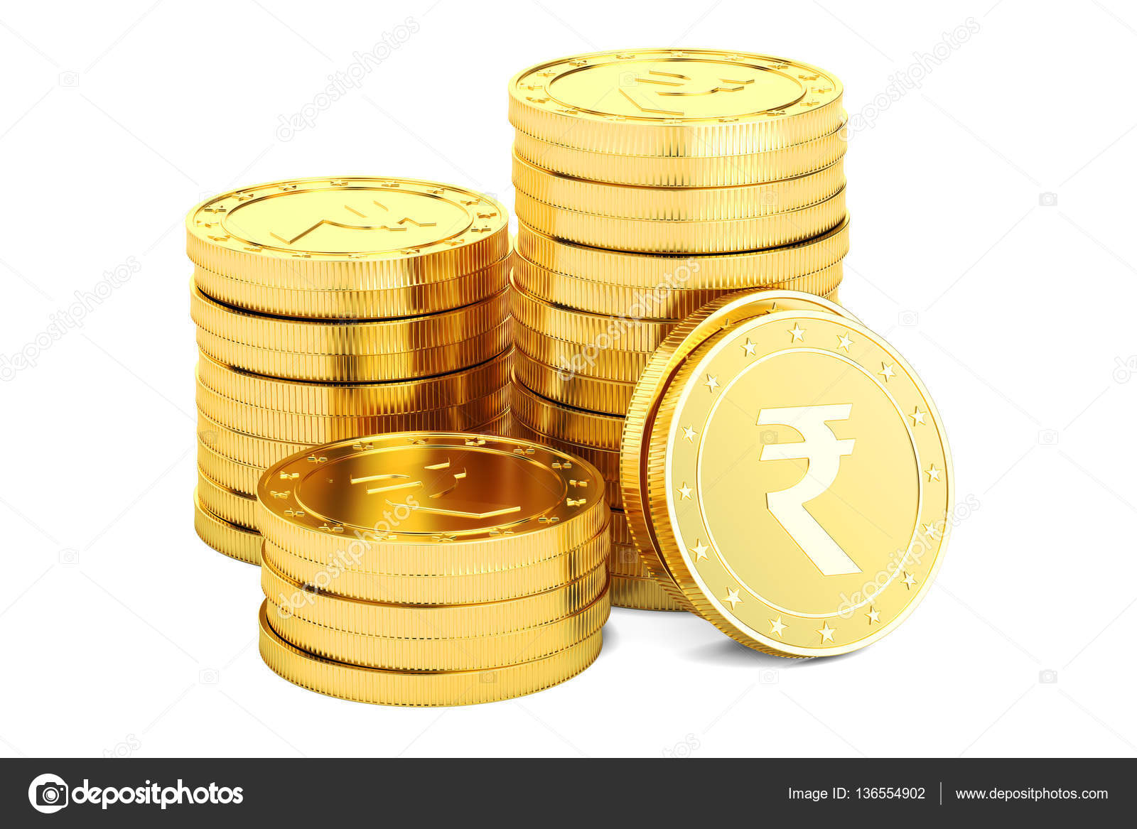 金卢比硬币，3d 渲染——图库图片© alexlmx #136554902