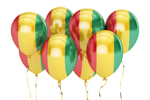 Gine, tatil kavramı bayrağı balonlarla. 3D render — Stok fotoğraf