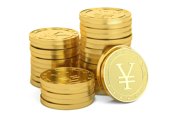Pièces en yens d'or, rendu 3D — Photo