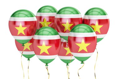 Balloons with flag of Suriname, holiday concept. 3D rendering clipart