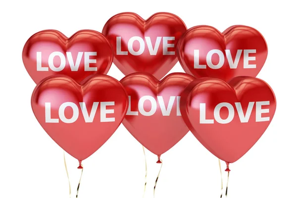 Happy Valentine 's Day Konzept, Inschrift Liebe auf dem roten Herzen — Stockfoto