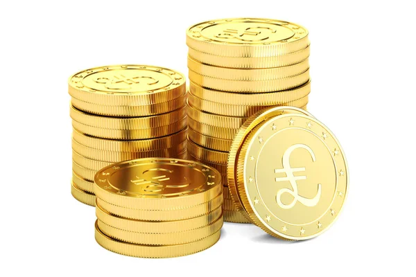 Gold pound sterling coins, 3D rendering — Stock Photo, Image