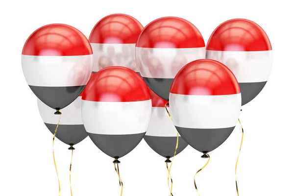 Globos con bandera de Yemen, concepto de vacaciones. Renderizado 3D —  Fotos de Stock