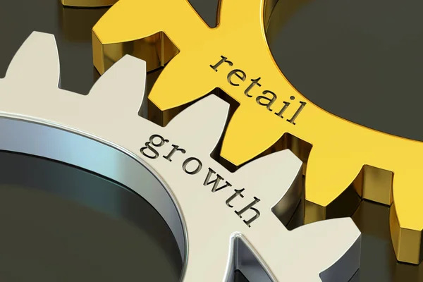 Retailconcept voor groei op de tandwielen, 3D-rendering — Stockfoto